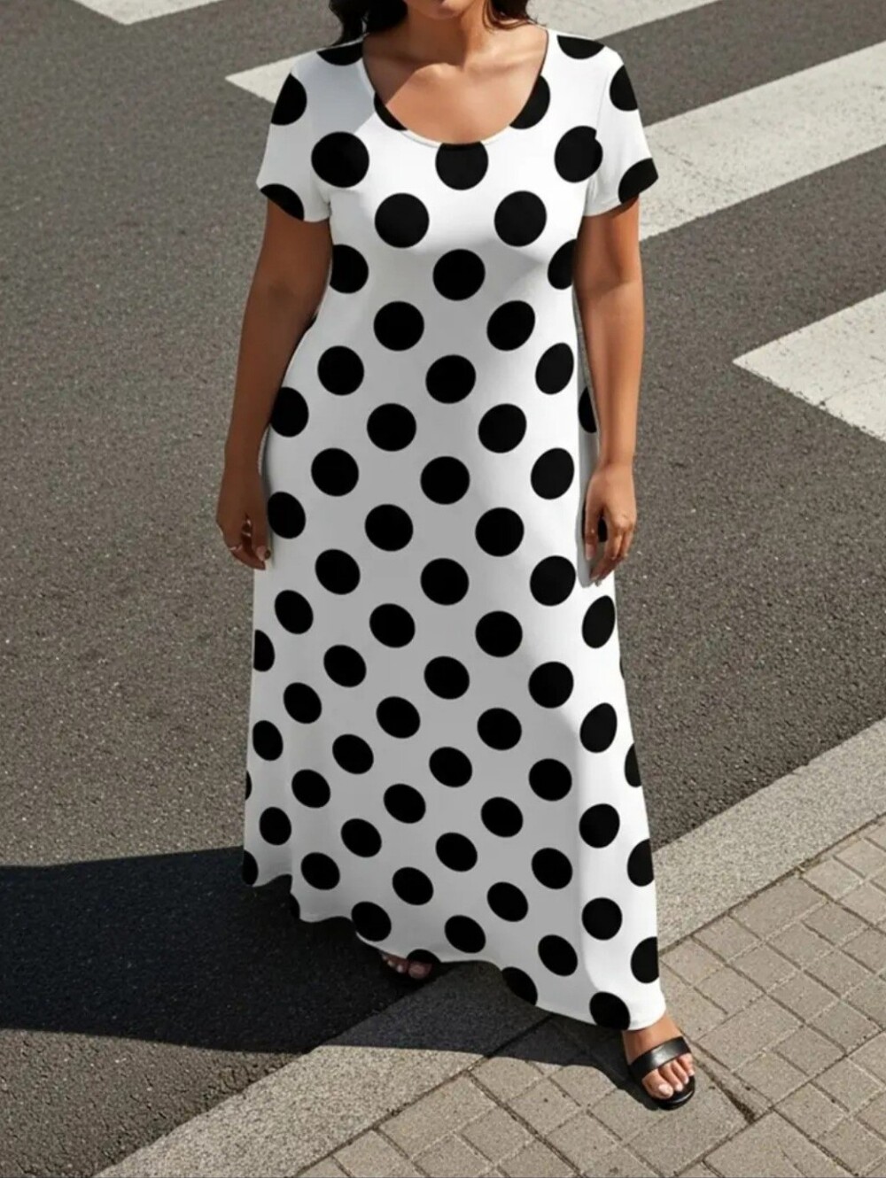 Women's White Polka Dot Maxi Dress